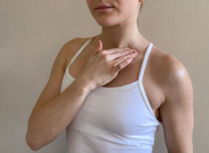 Woman doing lymphatic drainage massage